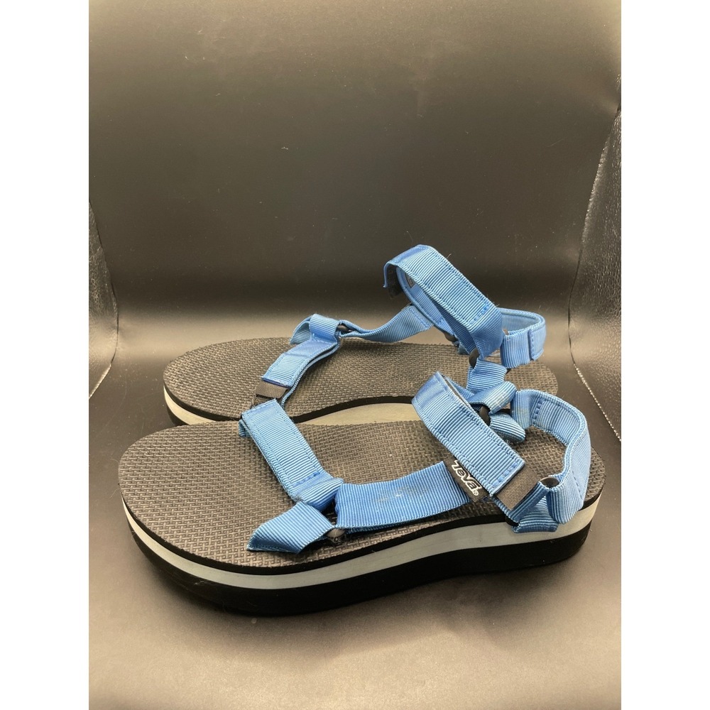 Teva Flatform Universal Sandals Blue Black Platform Strappy Womens 1008844